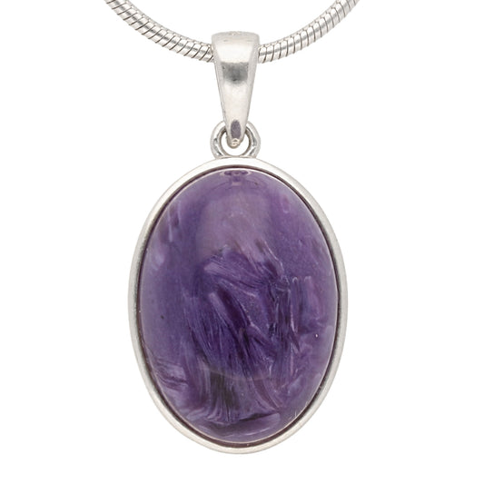 Charoit Anhänger (oval) in Silber gefasst