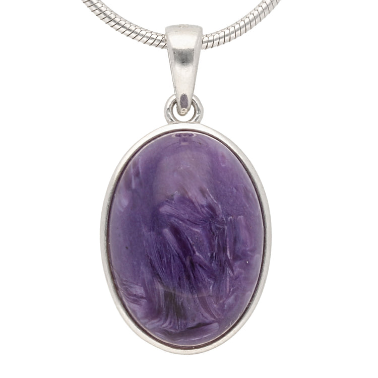 Charoit Anhänger (oval) in Silber gefasst