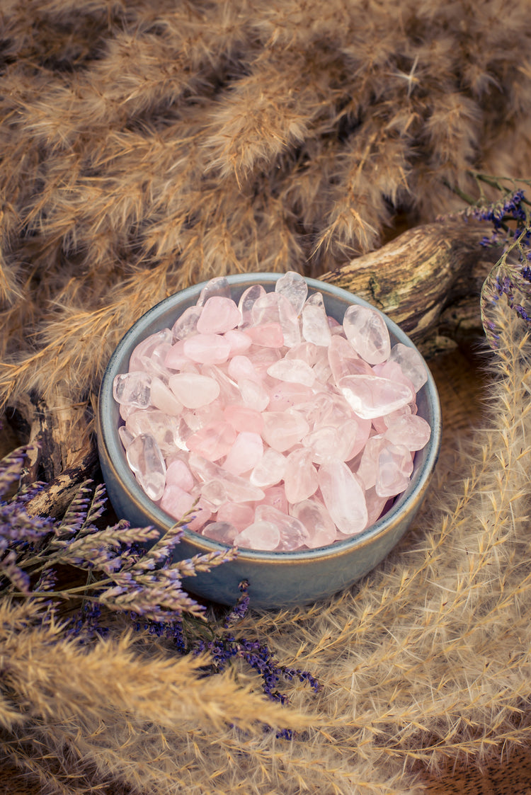 Rosenquarz Mini-Trommelsteine