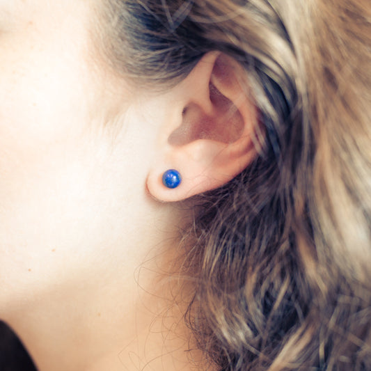 Lapislazuli Ohrstecker 6 mm | 925er Silber