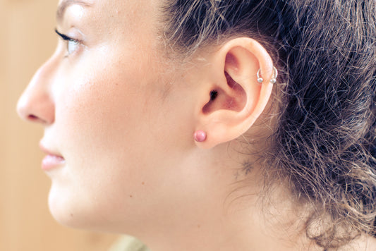 Rhodonit Ohrstecker 6 mm | 925er Silber