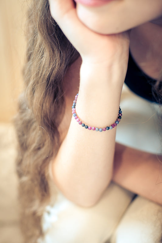 Rubin-Saphir | facettiertes Armband | 4 mm