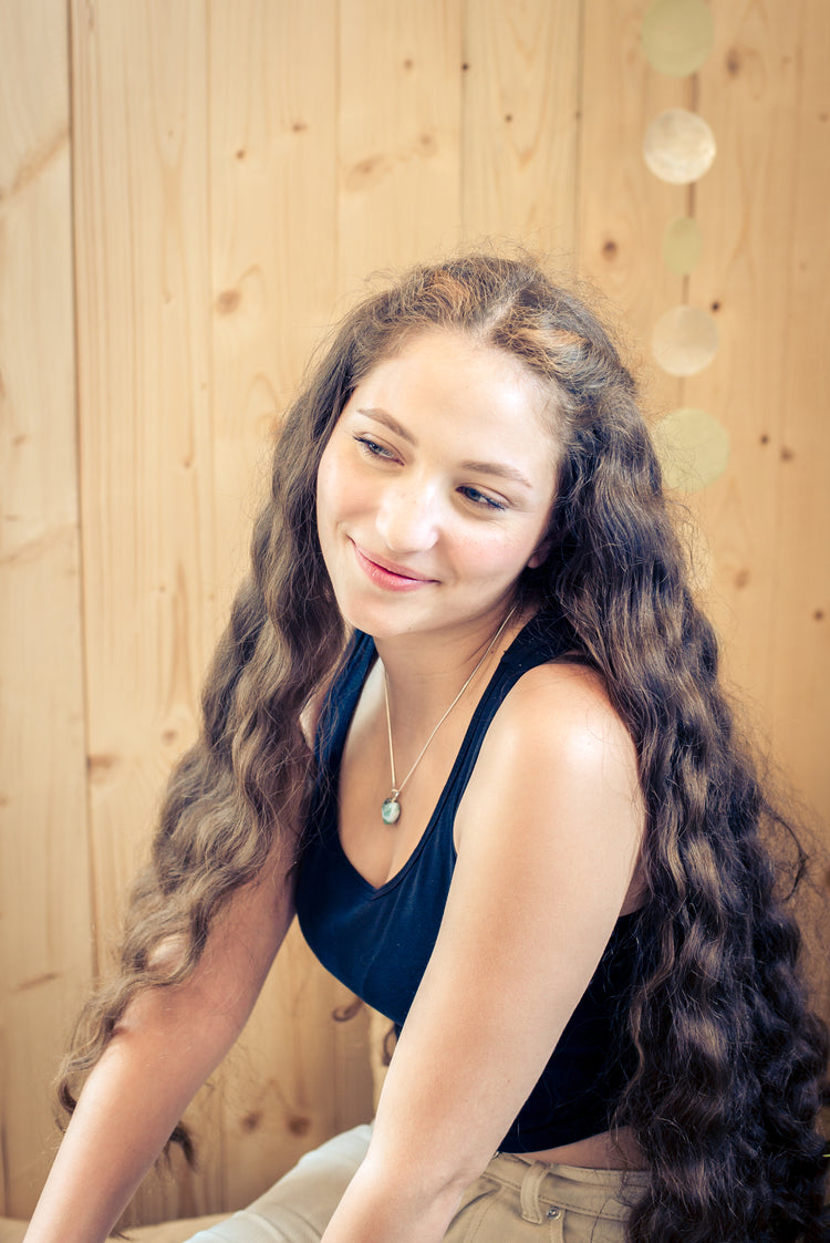 Larimar Herzanhänger | 925er Silberöse