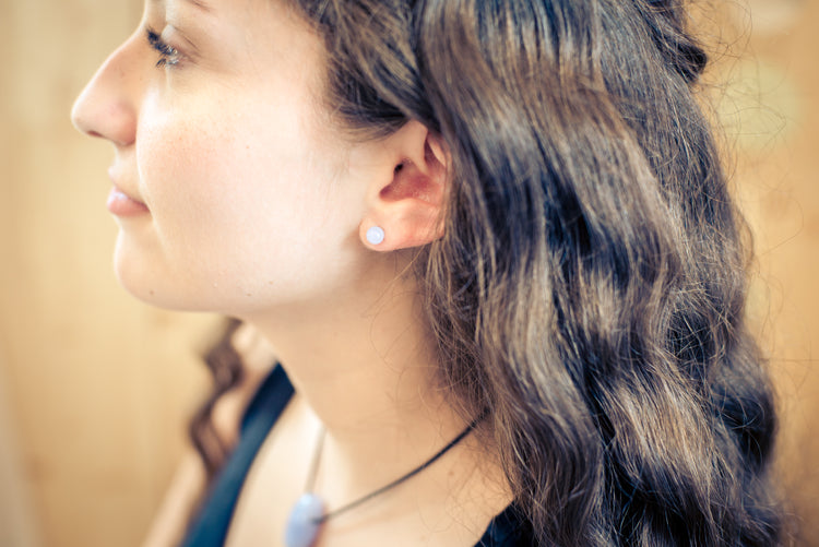 Chalcedon, blau Ohrstecker 6 mm | 925er Silber