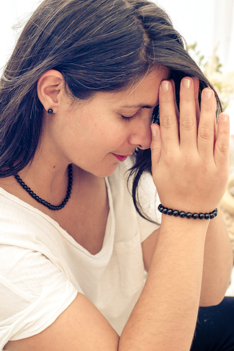 Turmalin, schwarz (Schörl) Kugelarmband | 8 mm