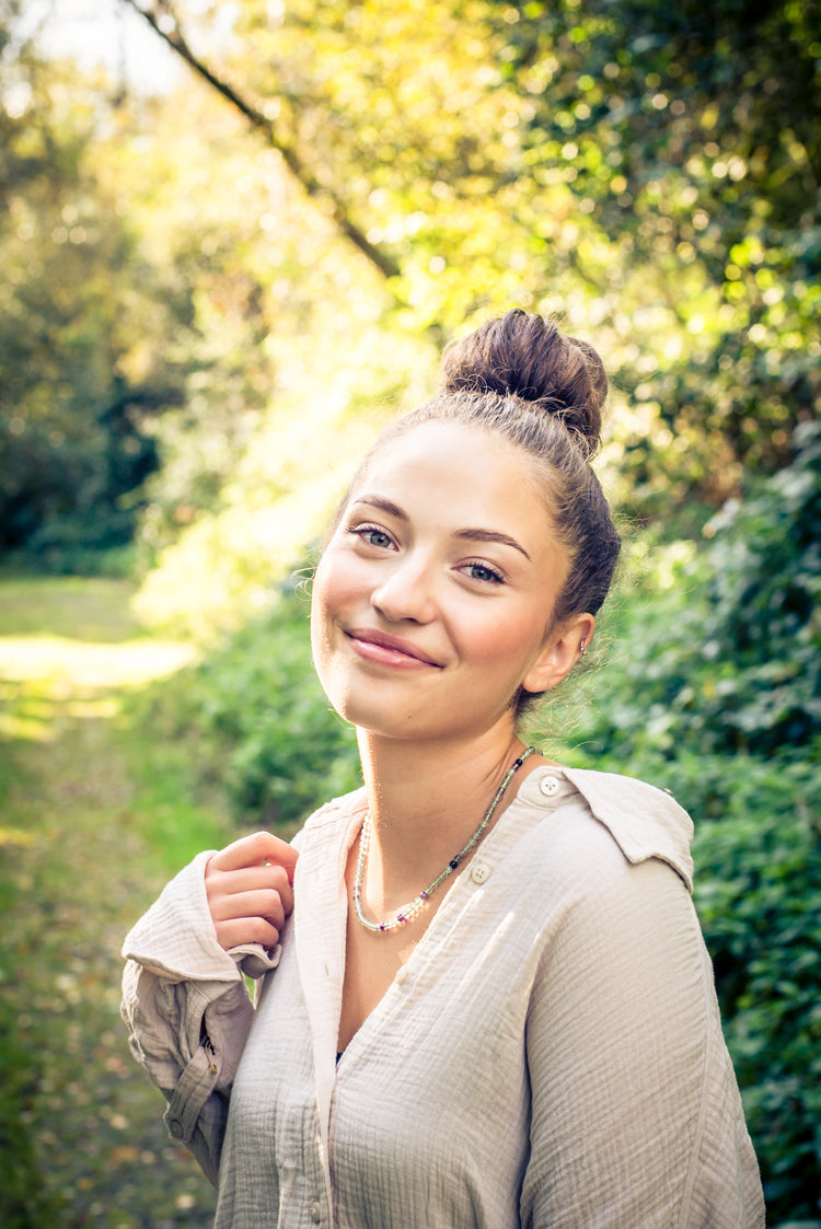 Fluorit, bunt Kugelkette | Ø 4mm mit 925er Silber Verschluss | 45cm