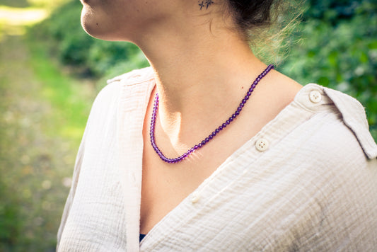 Amethyst | Ø 4mm mit 925er Silber Verschluss | 45cm