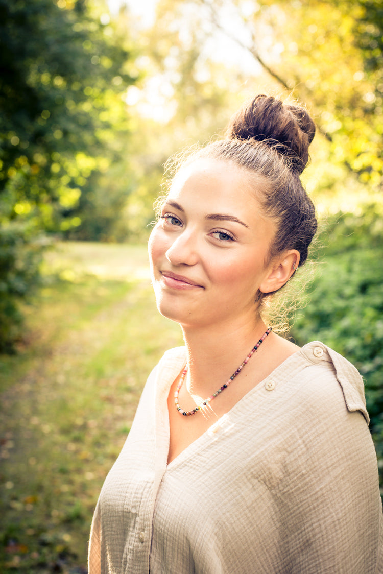 Bunter Turmalin Kugelkette | Ø 4mm mit 925er Silber Verschluss | 45cm