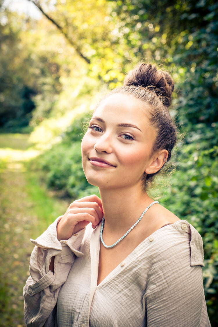 Larimar Kugelkette | Ø 4mm mit 925er Silber Verschluss | 45cm