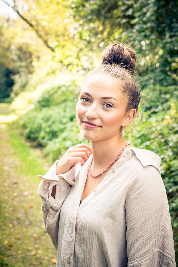 Rhodonit Kugelkette | Ø 4mm mit 925er Silber Verschluss | 45cm