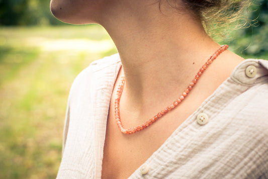 Sonnenstein Kugelkette | Ø 4mm mit 925er Silber Verschluss | 45cm