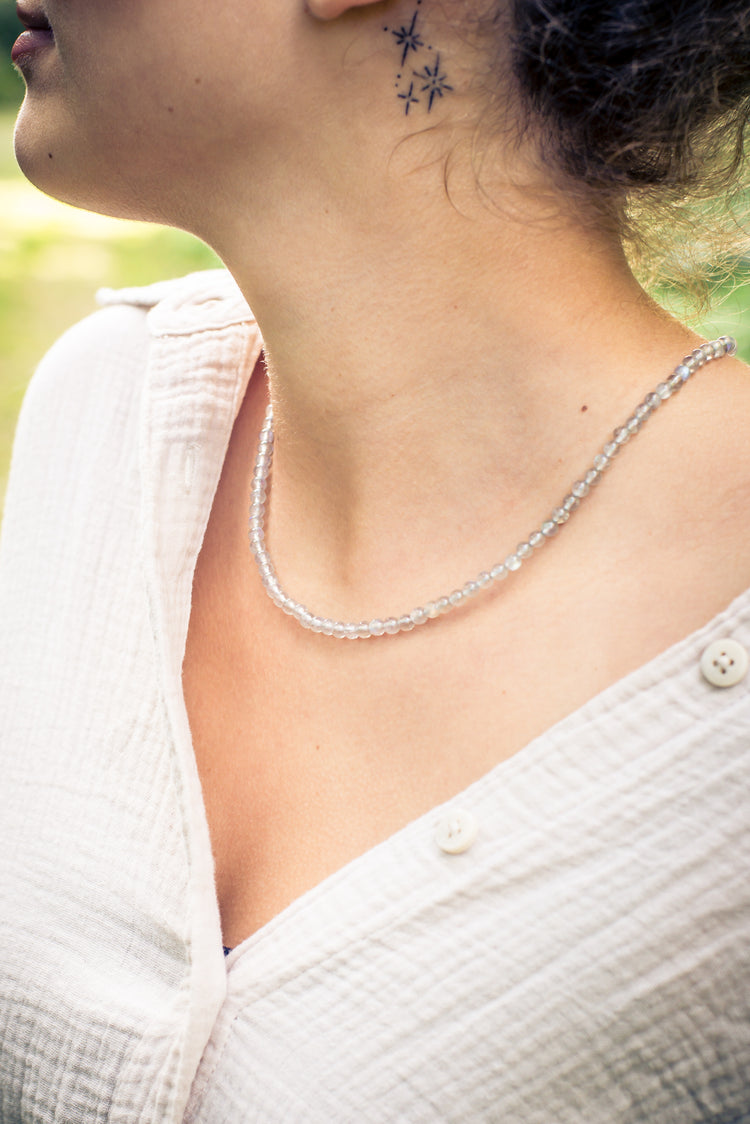 Labradorit Kugelkette | Ø 4mm mit 925er Silber Verschluss | 45cm