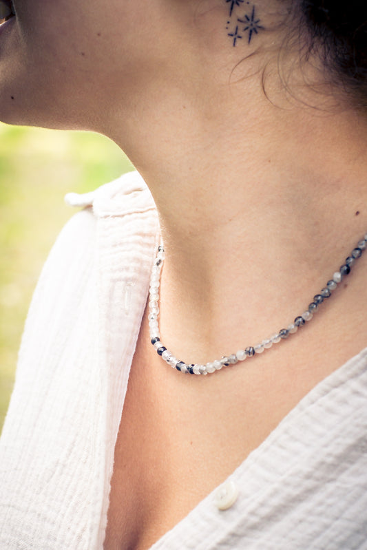 Turmalinquarz Kugelkette | Ø 4mm mit 925er Silber Verschluss | 45cm