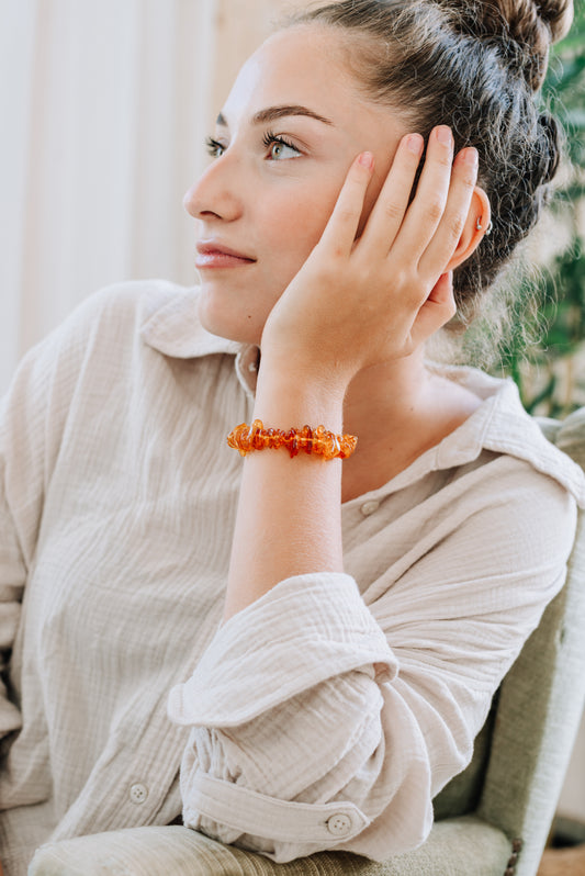 Bernstein Splitterarmband (Honigfarben)