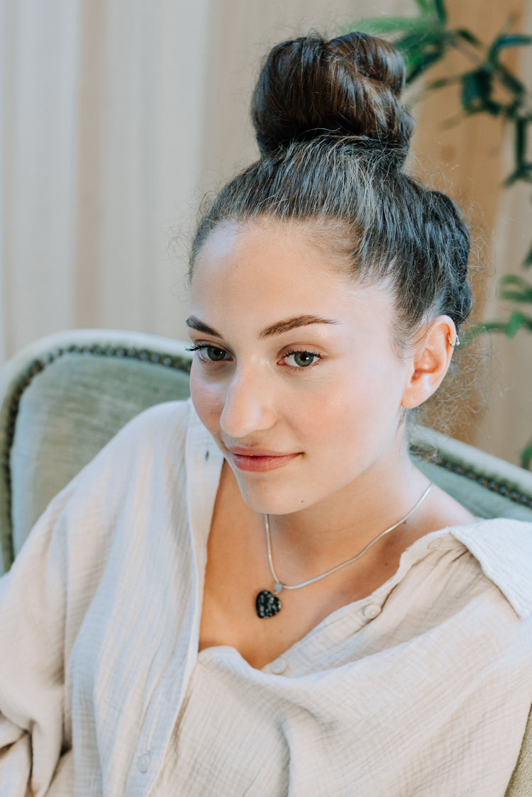 Schneeflockenobsidian Herzanhänger | 2x2 cm