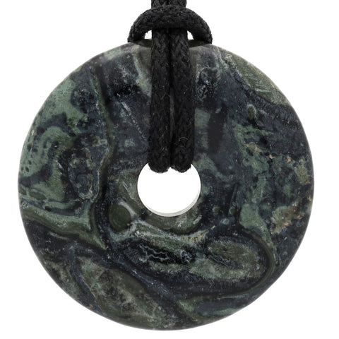 Pendentif donut en eldarite | Pendentif 30 mm + cordon en coton