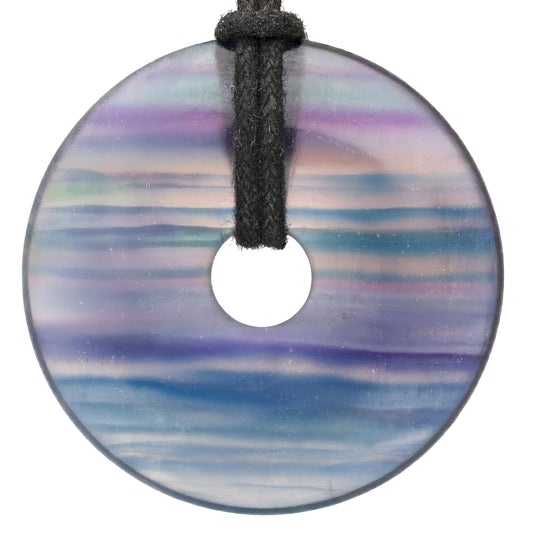 Fluorit, bunt Donut | 40 mm Anhänger + Baumwollband