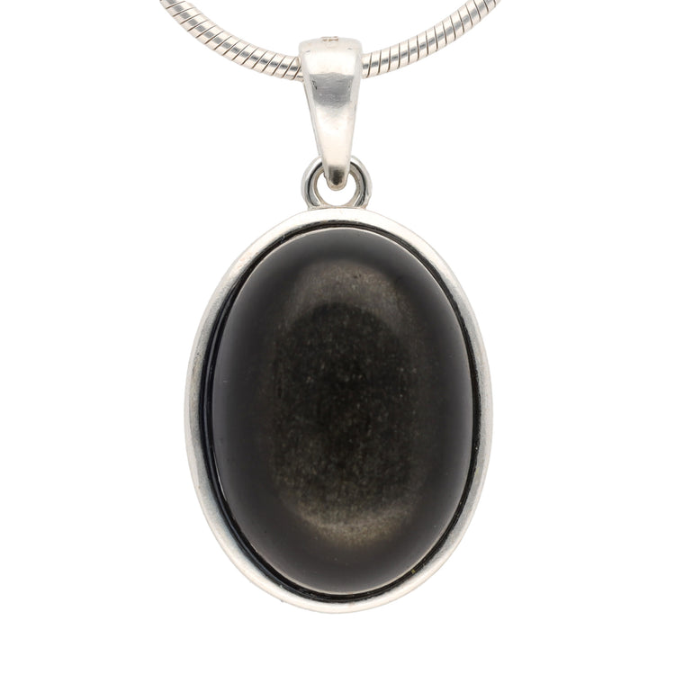 Goldobsidian Anhänger (oval) in Silber gefasst