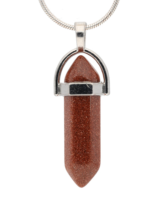 Goldfluss | Doppelspitze, gefasst | silberfarbene Öse