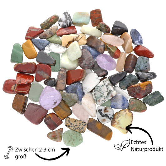 Bunter Trommelstein Mix | Mit farbenfrohem Beutel | Größe L