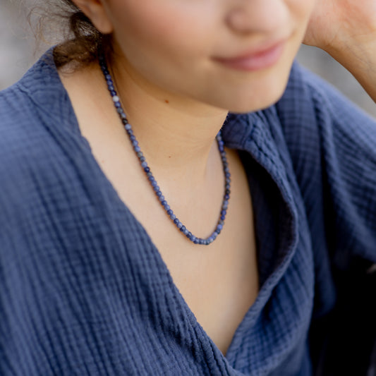 Sodalith Kugelkette | Ø 4mm mit 925er Silber Verschluss | 45cm