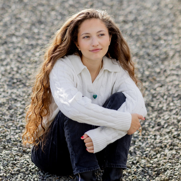 Chrysokoll Herzanhänger | 2x2 cm + 925er Silberöse