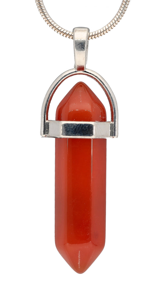 Karneol | Doppelspitze, gefasst | silberfarbene Öse