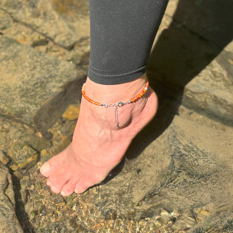 Karneol Fußkettchen | 4mm