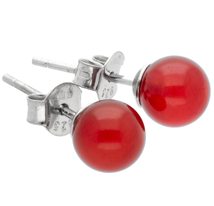 Karneol Ohrstecker 6 mm | 925er Silber