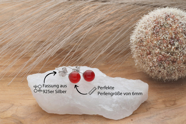 Karneol Ohrstecker 6 mm | 925er Silber