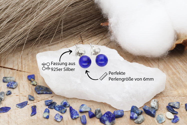 Lapislazuli Ohrstecker 6 mm | 925er Silber