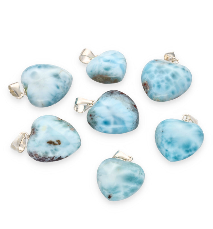 Larimar Herzanhänger | 925er Silberöse