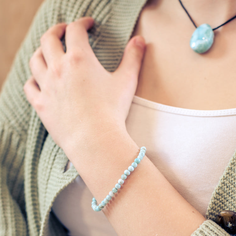 Larimar Mini-Kugelarmband | 4 mm
