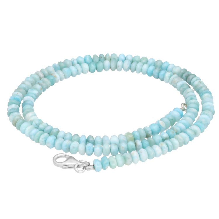 Larimar Button Kugelkette | 45 cm mit Verschluss