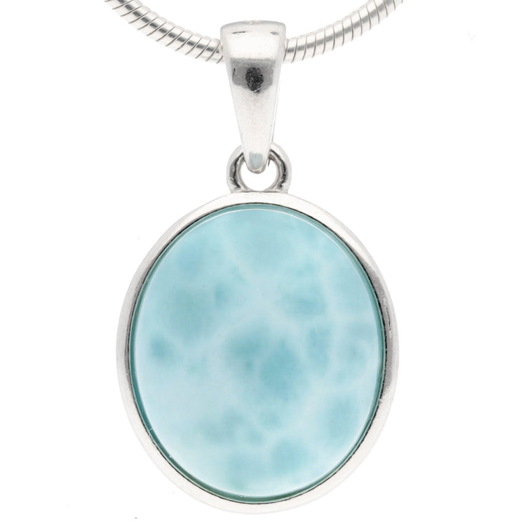 Larimar Anhänger (oval) in Silber gefasst