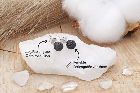 Lava Ohrstecker 6 mm | 925er Silber