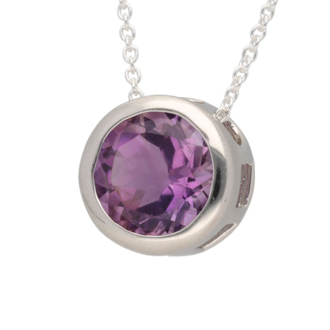 Amethyst Solitär-Anhänger mit Kette | 925er Silber | 45 cm