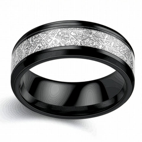 Edelstahl Ring schwarz – Geometric Circle Partnerring im Vintage-Stil