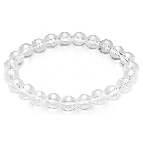 Bracelet en boule en cristal de roche | 8 mm