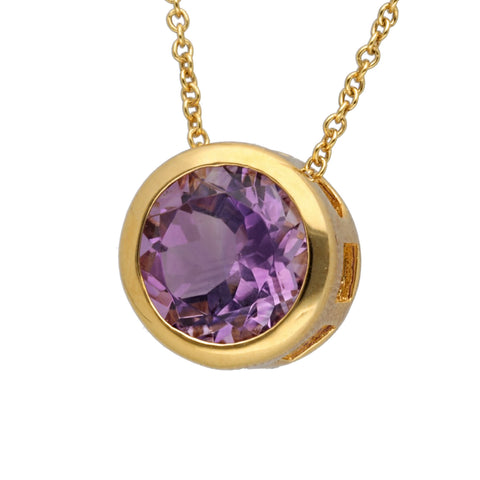 Amethyst Solitär-Anhänger mit Kette | vergoldetes 925er Silber | 45 cm