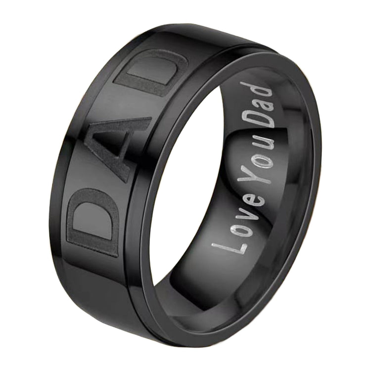 DAD Ring Edelstahl schwarz — Innengravur „Love You Dad