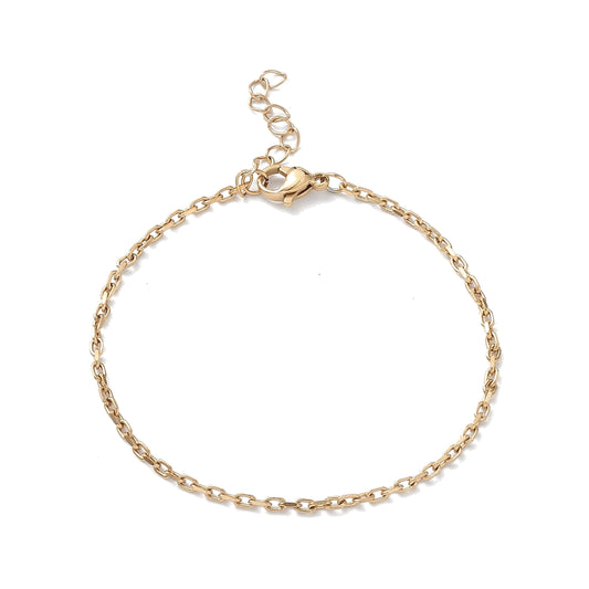 Feines Kabelketten-Armband aus Edelstahl — 17,2 cm, gold oder stahlfarben