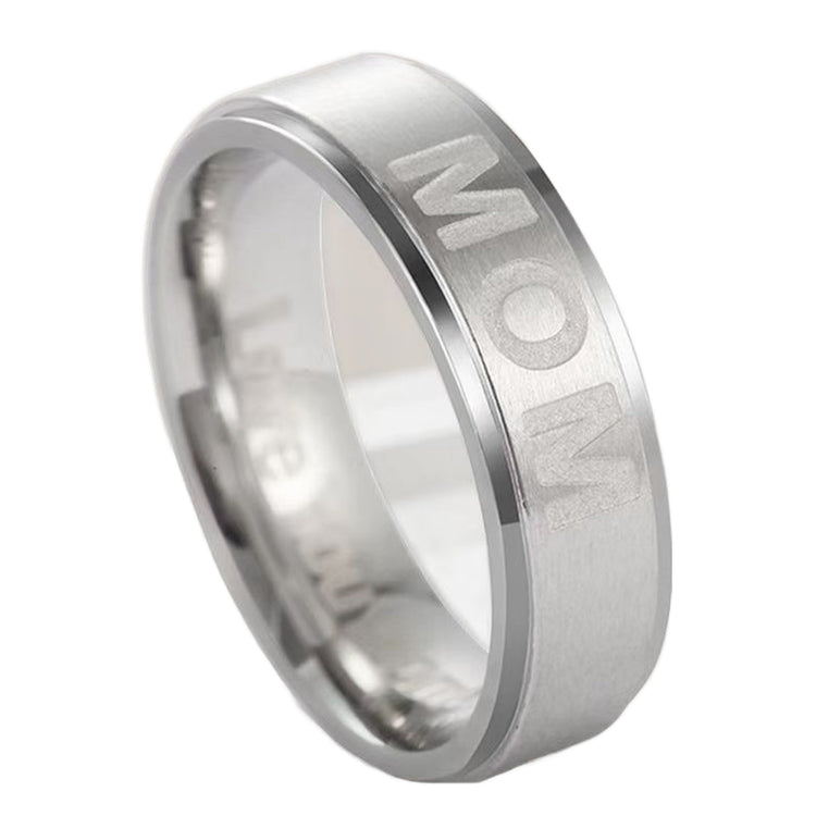MOM Ring Edelstahl silber — gebürstet mit Gravur
