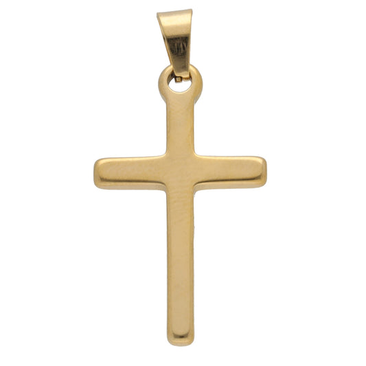 Kreuz-Anhänger Edelstahl goldfarben, 33 mm