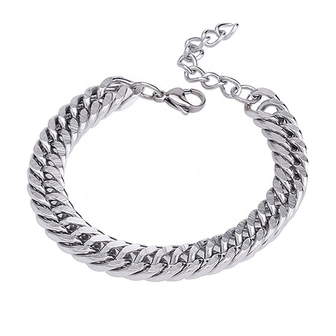 Pulsera de acero inoxidable - sencilla y robusta, 17 cm + 5 cm de extensión