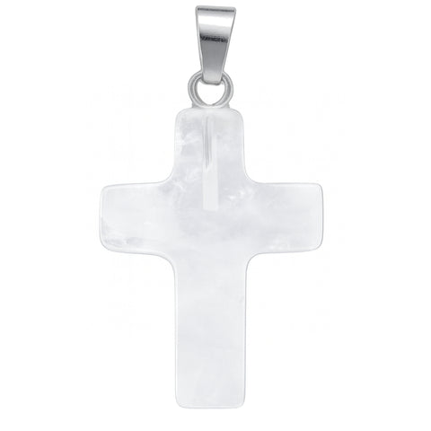 Colgante de cruz de cristal de roca