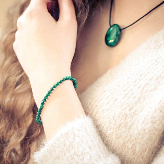 Malachit Mini-Kugelarmband | 4 mm
