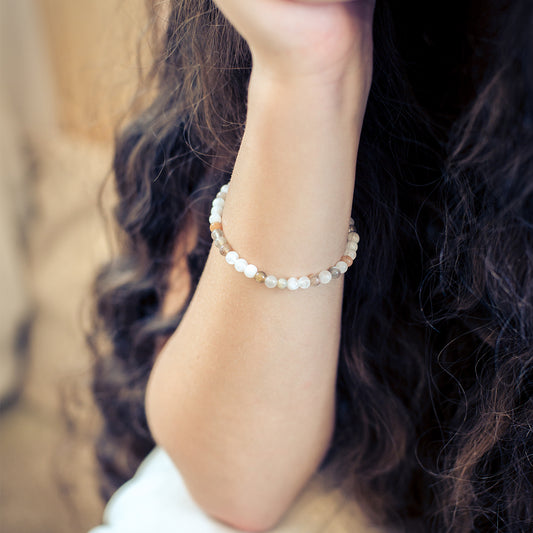 Mondstein Mini-Kugelarmband | 4 mm