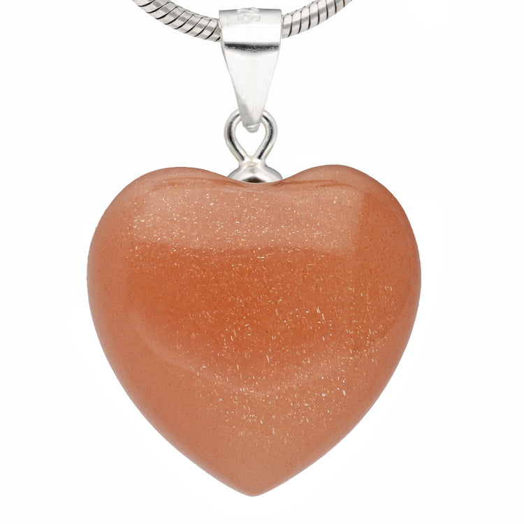 Mondstein Herzanhänger, hell+dunkel | 925er Silberöse | 2 Größen