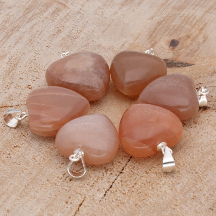 Mondstein Herzanhänger, hell+dunkel | 925er Silberöse | 2 Größen